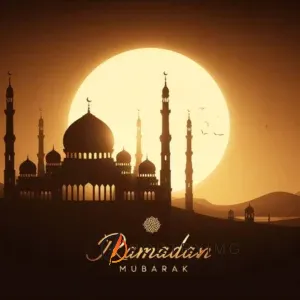 beautiful mosque with sunset behind it ramadan mubark dp for whatsapp